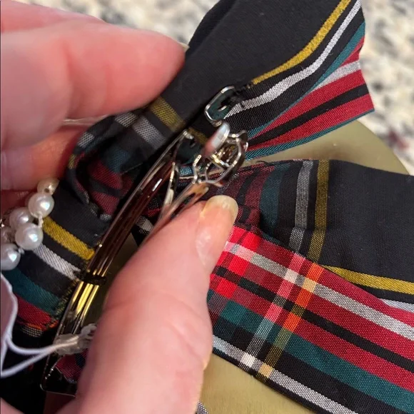 J Crew tartan plaid Rhinestone Accent Hair Barrette - Picture 7 of 9